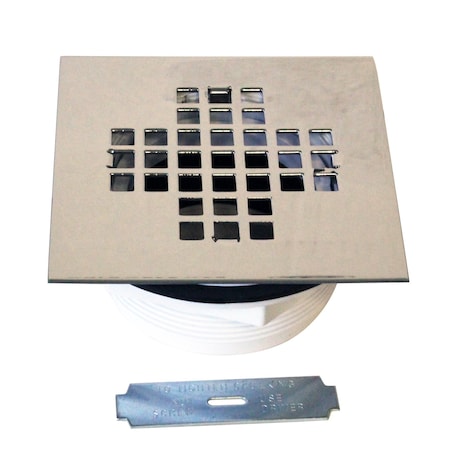 Westbrass 2" Sch 40 PVC Shower Drains W/ 4-1/4" Square Cover in Polished Chrome D206PS-26